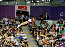 Bakı-2015 Avropa Oyunları çərçivəsində batut gimnastikası üzrə kişilər və qadınlar arasında təsnifat yarışları. Azərbaycan, 17 iyun 2015 